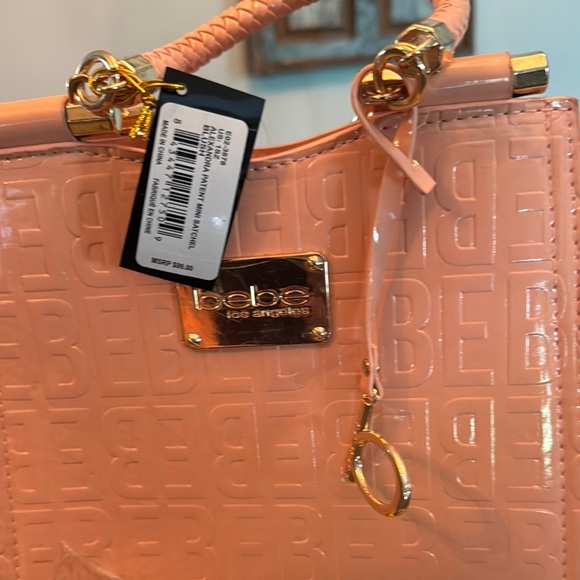 Bebe Peach and gold Mini Bag with Crocodile Embossed Pattern crossbody NWT - Picture 9 of 11